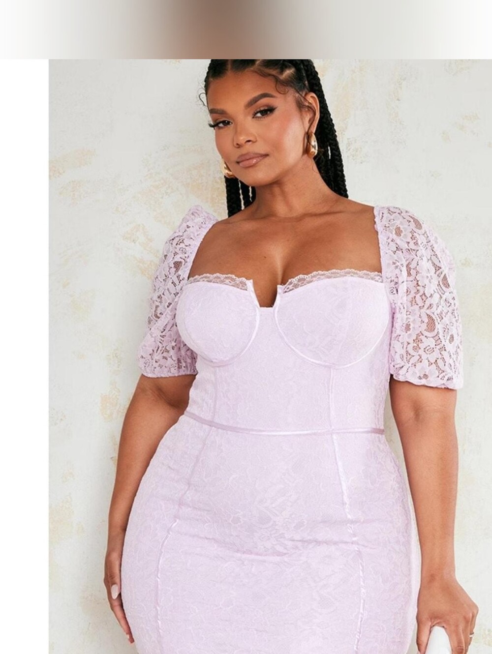 PrettyLittleThing Lilac Lace-Detail Mini Dress